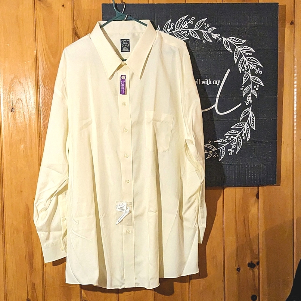 Joseph & Feiss Cream Cotton Non-iron Slim Fit Dress Shirt sz 20 34/35 Big & Tall